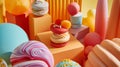 Assorted Macarons on Colorful Display
