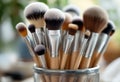Assorted Makeup Brushes in Holder, Beauty Tools Royalty Free Stock Photo