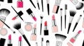 Assorted makeup items scattered on white background Royalty Free Stock Photo
