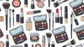 Assorted Makeup Products and Tools Scattered on a White Background Royalty Free Stock Photo