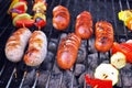 Assorted meat from chicken and pork and various vegetables Royalty Free Stock Photo