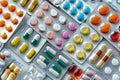 Assorted Medicines in Pill Foil Blisters, Plastic Bottles, Ampule, and Tablets AI Generated Royalty Free Stock Photo