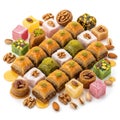 Assorted Middle Eastern Baklava and Sweets with Nuts Royalty Free Stock Photo