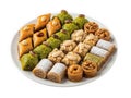 Assorted Middle Eastern Desserts on White Plate Royalty Free Stock Photo