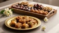 Assorted middle eastern sweets display Royalty Free Stock Photo