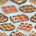 Assorted Mini Cakes on Baking Trays Royalty Free Stock Photo