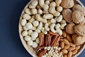 Assorted Mixed Nuts Black Background Healthy Concept Royalty Free Stock Photo