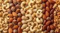 Assorted Mixed Nuts Close-Up. Generative ai. Royalty Free Stock Photo