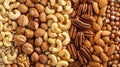 Assorted Mixed Nuts Close-Up. Generative ai. Royalty Free Stock Photo