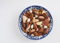 Assorted mixed nuts and dried fruit Royalty Free Stock Photo