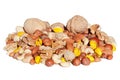 Assorted mixed nuts isolated on white background. Royalty Free Stock Photo