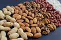 Assorted mixed nuts, peanuts, almonds, walnuts and sesame seeds. Royalty Free Stock Photo