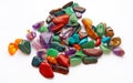 Assorted natural bright coloured semi precious gemstones and gems