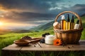 Assorted natural cosmetics in a basket Ai generated