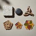 Assorted natural objects arranged aesthetically on Royalty Free Stock Photo