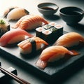 Assorted Nigiri Sushi Platter, AI Generated