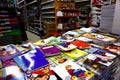 Assorted notebooks and other school supplies on display at a bookstore