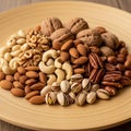 Assorted nuts are arranged on a Royalty Free Stock Photo
