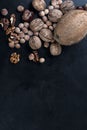 Assorted nuts on a black background Royalty Free Stock Photo