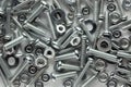 Assorted nuts and bolts background Royalty Free Stock Photo