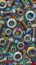 Assorted Nuts and Bolts in Vibrant Colors Royalty Free Stock Photo