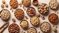 Include almonds walnuts cashews hazelnuts pecans pistachios and Royalty Free Stock Photo