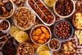 Assorted nuts and dried fruit Royalty Free Stock Photo