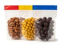 Assorted nuts and sweets in clear packaging Royalty Free Stock Photo