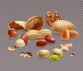 Assorted nuts on transparetn background Royalty Free Stock Photo
