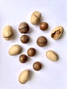 Assorted nuts on white background Royalty Free Stock Photo