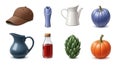 Assorted objects featuring a baseball cap and various decorative household items Royalty Free Stock Photo