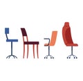 Assorted office chairs, modern and traditional styles, furniture design. Office interior, workspace essentials vector