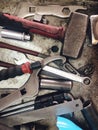 Assorted old hand tools Royalty Free Stock Photo