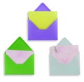 Assorted open envelopes isolated