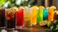 Assorted Organic Craft Sodas with Cane Sugar. Generative Ai Royalty Free Stock Photo