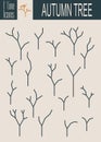 Assorted Outlined Tree Icon Set Isolated. Autumn season