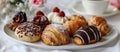 Assorted Pastries on White Plate