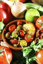 Assorted peppers in a bowl. Conceptual image Royalty Free Stock Photo