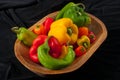 Assorted Peppers in Wood Bowl Royalty Free Stock Photo