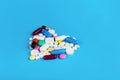 Assorted pharmaceutical medicine pills. Heart shape Royalty Free Stock Photo