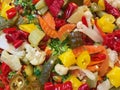 Assorted pickled vegetables displayed at medina souks in Morocco