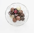 Etched Glass Bowl with Gourmet Chocolates