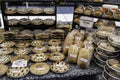 Assorted pies and breads at open air market