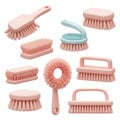 Assorted Pink and Blue Cleaning Brushes on White Background Royalty Free Stock Photo