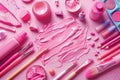Pink Makeup and Cosmetics Collection Royalty Free Stock Photo