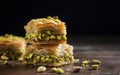 Assorted pistachio baklava dessert. Generate Ai