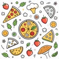 Assorted pizza and food illustrations Royalty Free Stock Photo