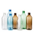 Assorted plastic bottles in various colors and shapes Royalty Free Stock Photo