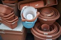 Assorted plastic pots