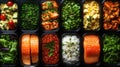 Assorted prepared meals in plastic containers Royalty Free Stock Photo